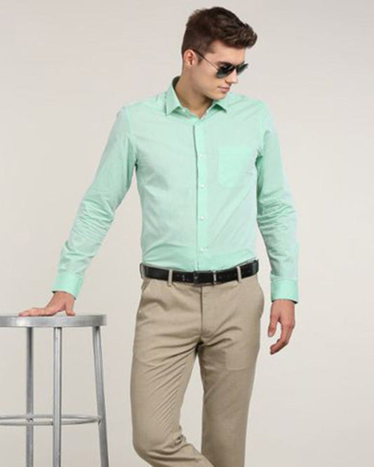 Formal Light Green Colored Solid Shirt