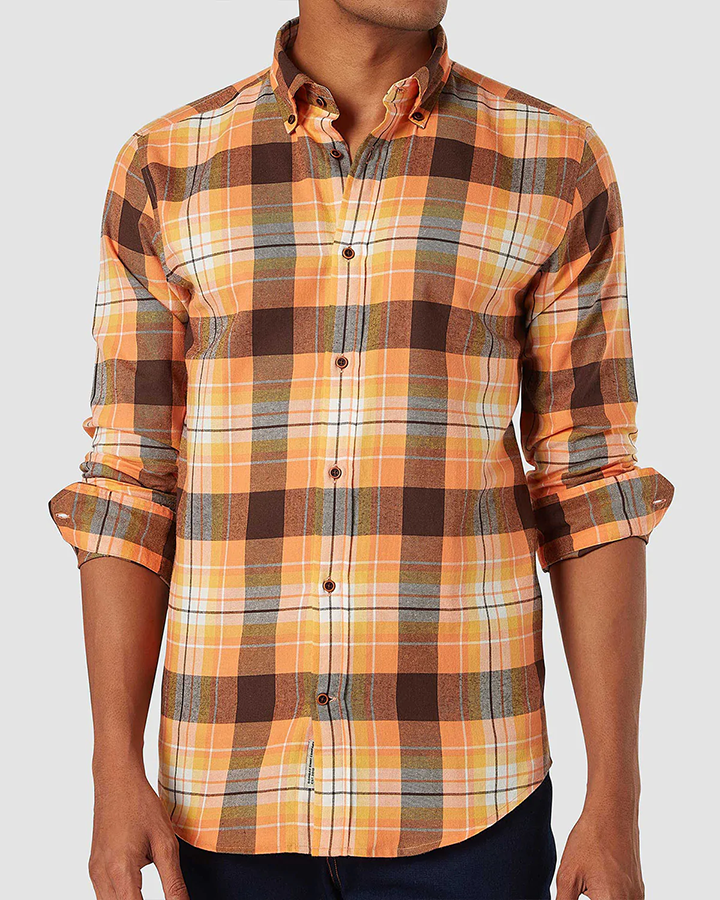 Citrine Crush Checked Cotton Shirt