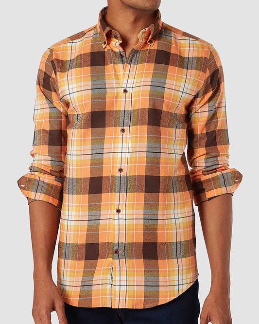 Citrine Crush Checked Cotton Shirt