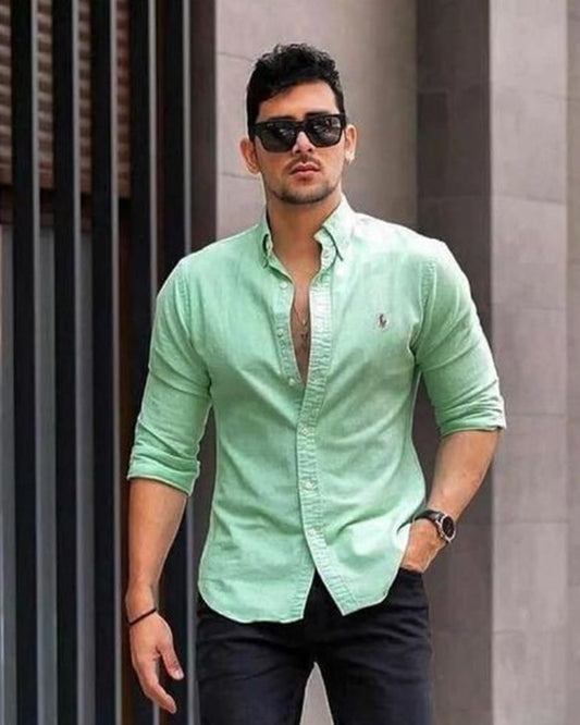 Green Colored Cotton Casual Shirt