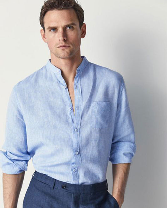 Formal Sky Blue Colored Cotton Shirt