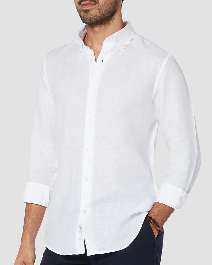 White Colored Linen Shirt