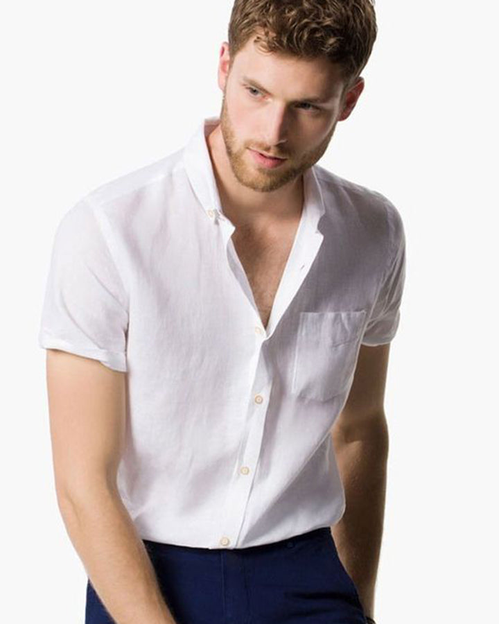 White Colored Cotton Solid Shirt