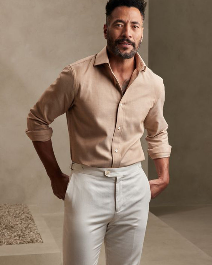 Formal Beige Colored Cotton Shirt