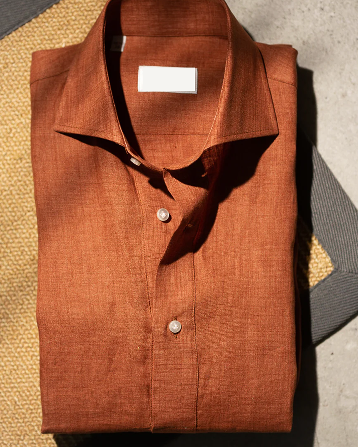 Teracotta Orange Colored Cotton Shirt