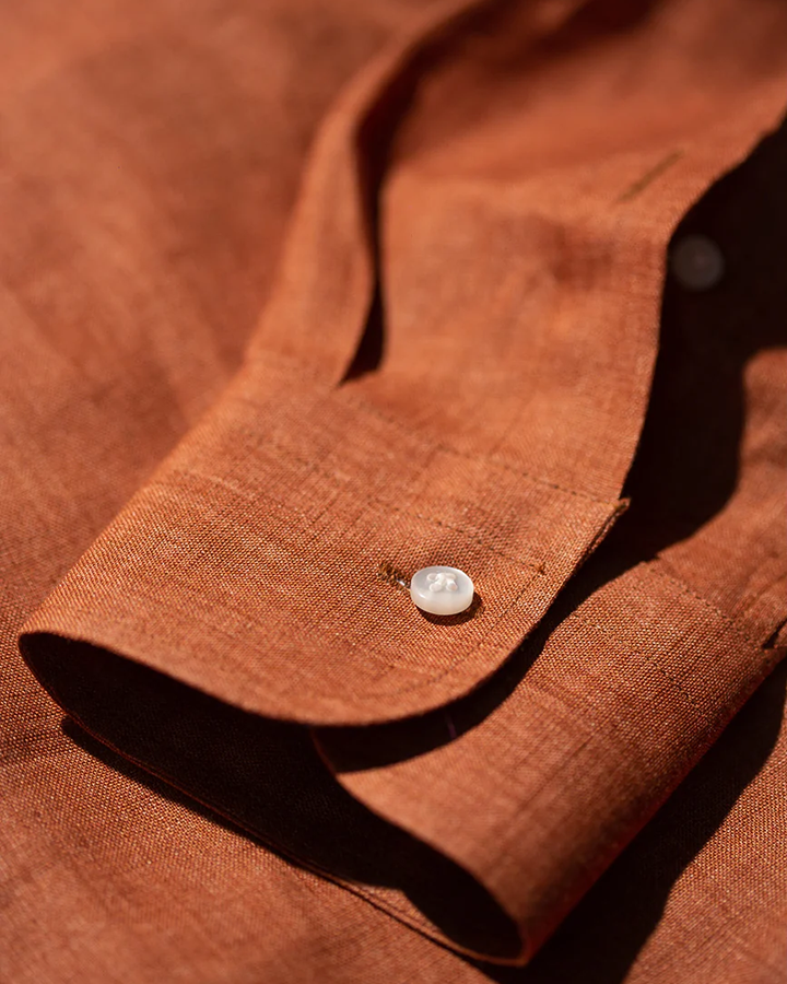 Teracotta Orange Colored Cotton Shirt