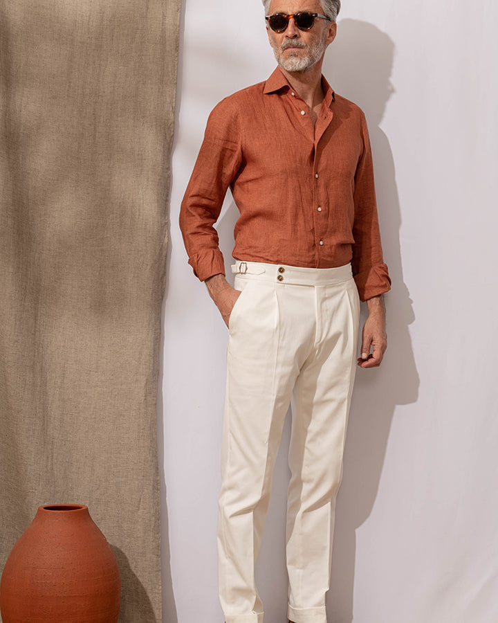 Teracotta Orange Colored Cotton Shirt