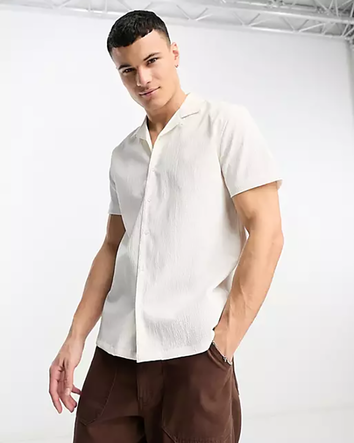 White Relaxed Fit Cotton Shirt