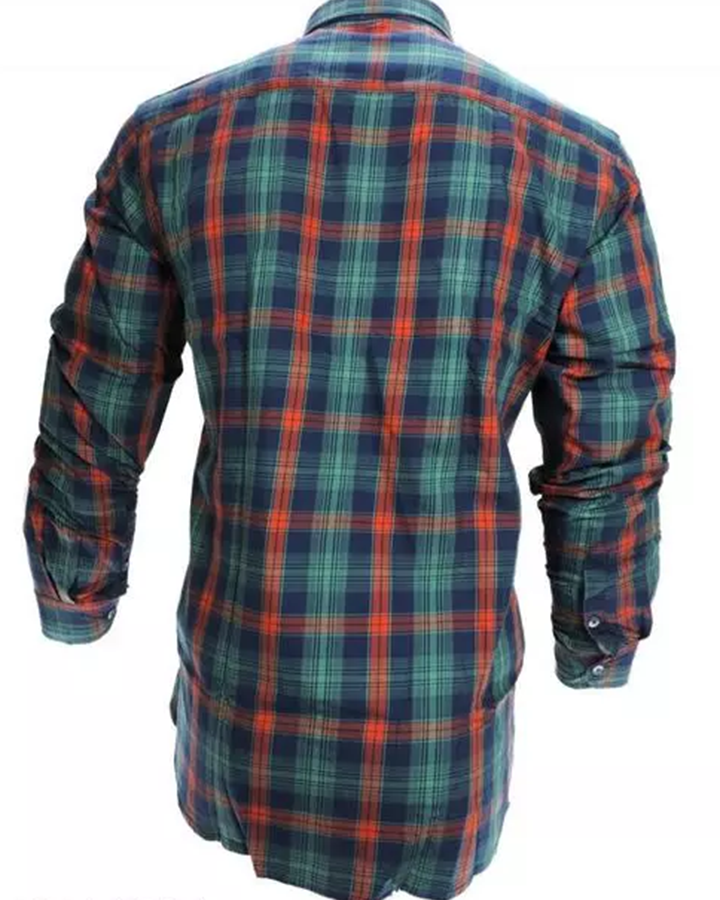 Dark Green Checks Print Cotton Shirt