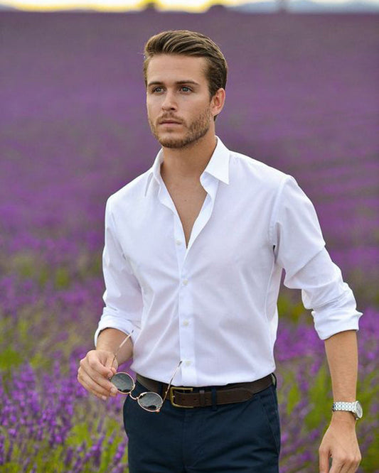 Regular Fit White Colored Solid Shirt